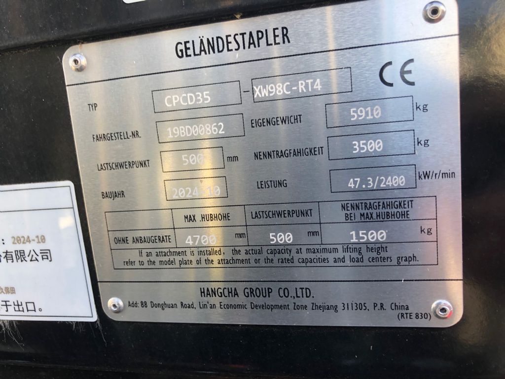 Hangcha CPCD35 XW98C-RT4 Geländestapler www.staplerzentrum-leipzig.de Hangcha CPCD35 XW98C-RT4 Geländestapler www.staplerzentrum-leipzig.de