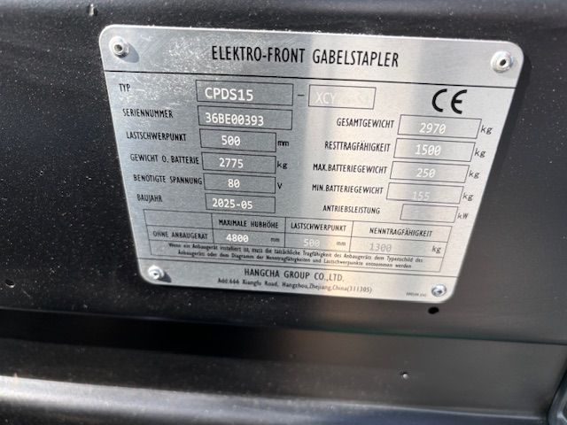 HC Hangcha CPDS15-XCY2G-SI Elektro 3 Rad-Stapler 