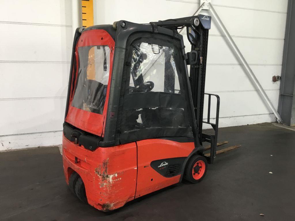 Linde-E14-02 mit neuer Batterie-Elektro 3 Rad-Stapler-www.gabelstapler-finger.com