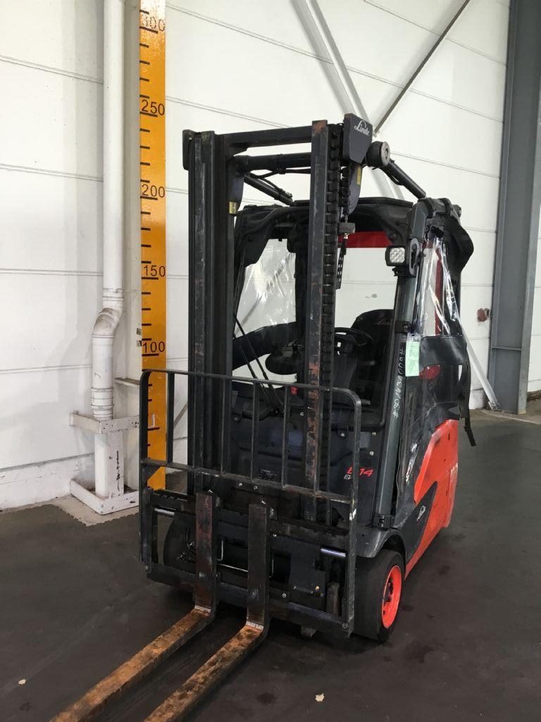 Linde-E14-02 mit neuer Batterie-Elektro 3 Rad-Stapler-www.gabelstapler-finger.com