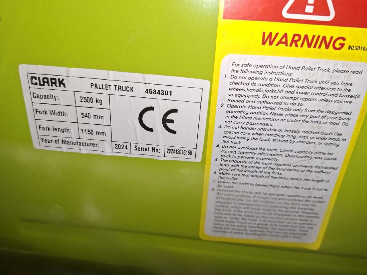 Clark-CPJ25 - 540X1150 mm *Neu-Handhubwagen-www.gabelstapler-finger.com