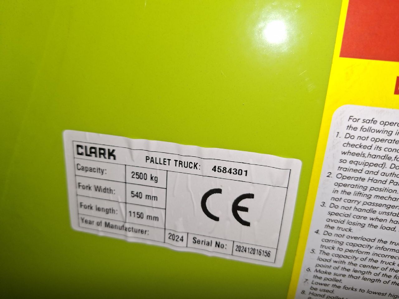 Clark-CPJ25 - 540X1150 mm *Neu-Handhubwagen-www.gabelstapler-finger.com