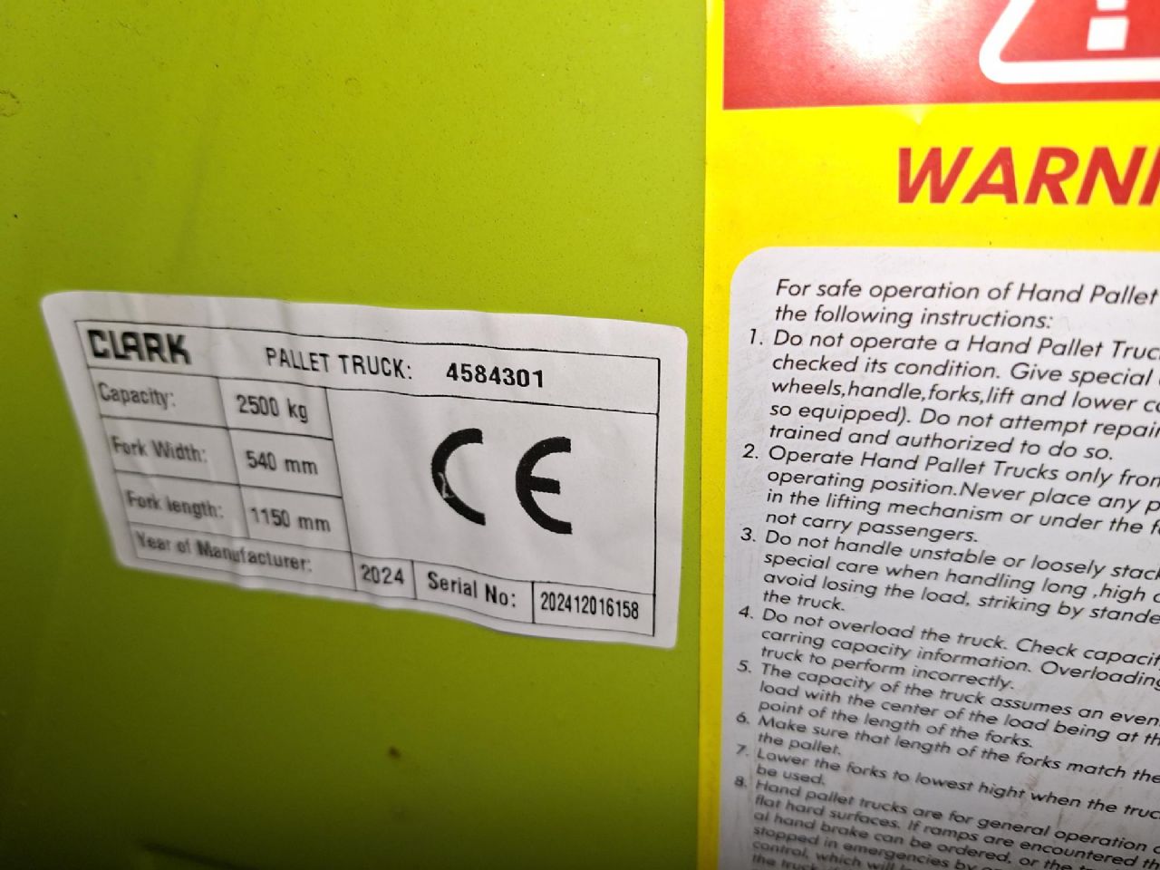 Clark-CPJ25 - 540X1150 mm *Neu-Handhubwagen-www.gabelstapler-finger.com