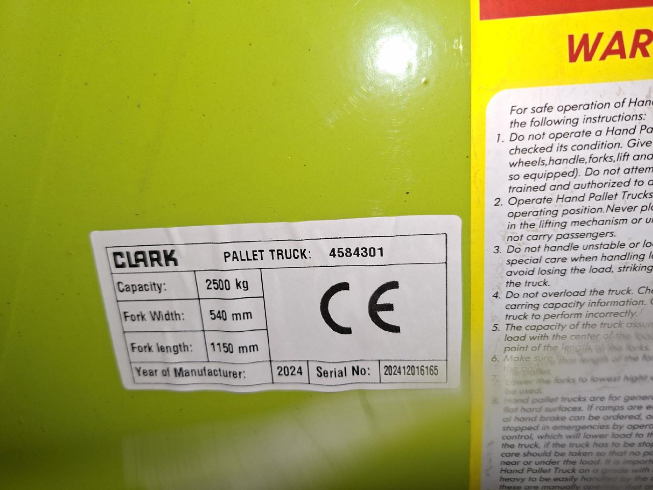 Clark-CPJ25 - 540X1150 mm *Neu-Handhubwagen-www.gabelstapler-finger.com