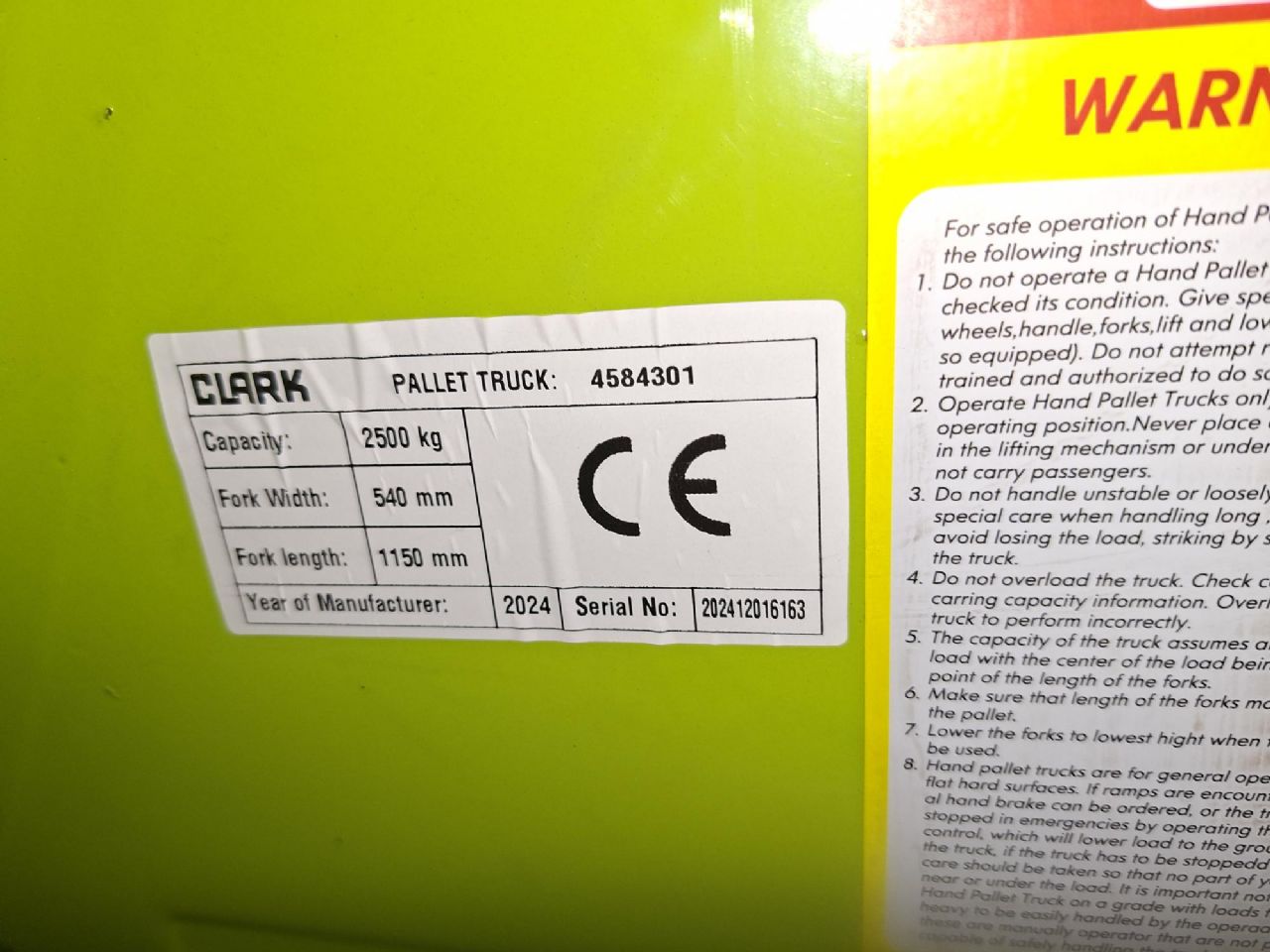 Clark-CPJ25 - 540X1150 mm *Neu-Handhubwagen-www.gabelstapler-finger.com