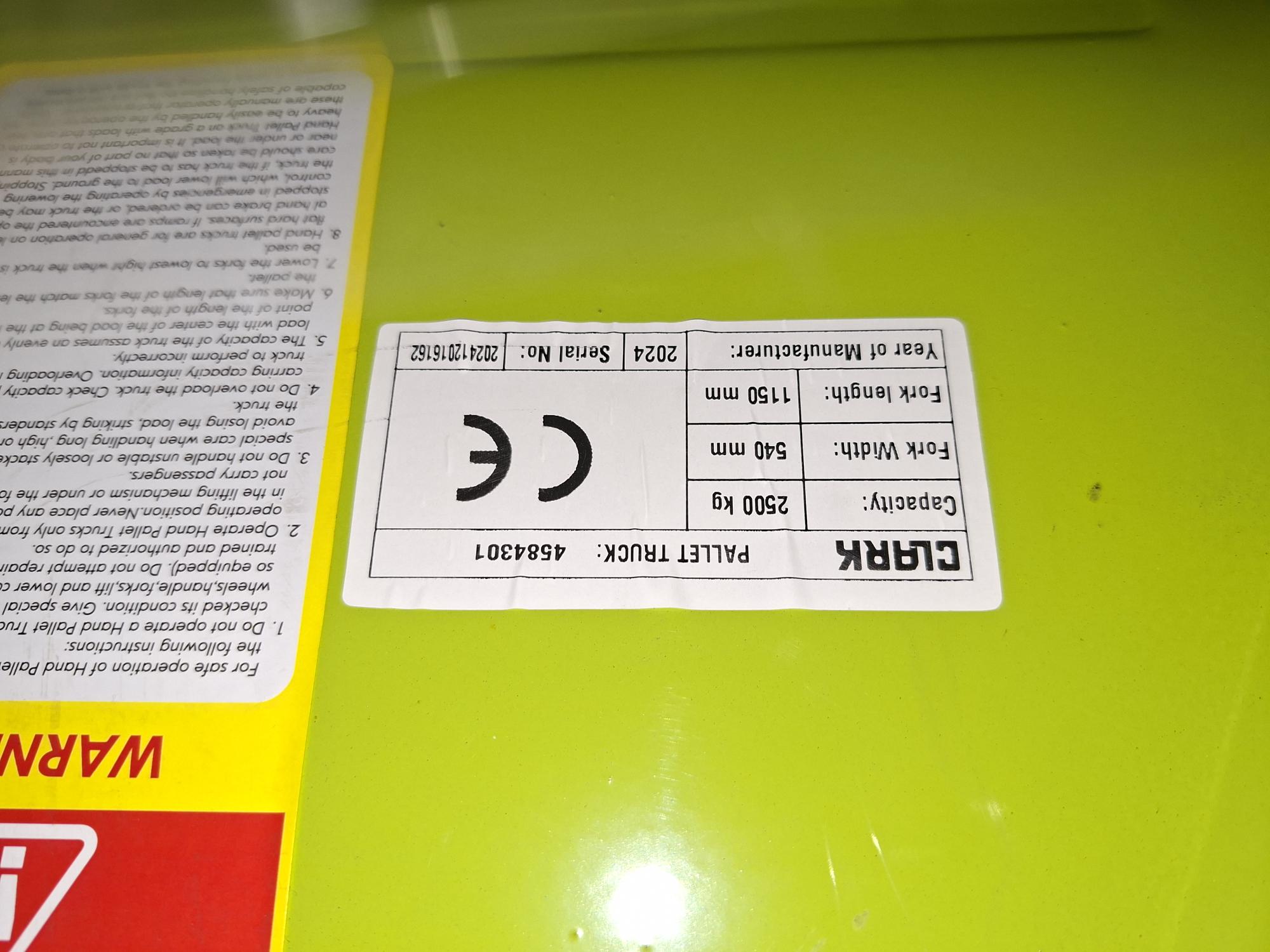 Clark-CPJ25 - 540X1150 mm *Neu-Handhubwagen-www.gabelstapler-finger.com