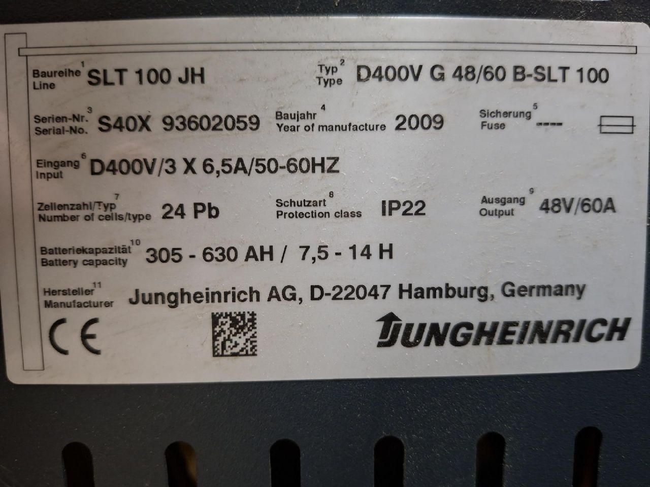 Jungheinrich-Ladeger�t D400V G 48/60 B-SLT 100 Baureihe SLT 100 JH-Ladeger�t-www.gabelstapler-finger.com
