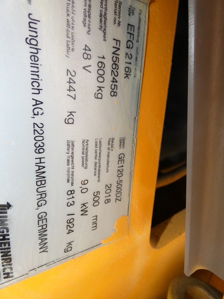 Jungheinrich EFG 216 K Elektro 3 Rad-Stapler fischer-gabelstapler.de