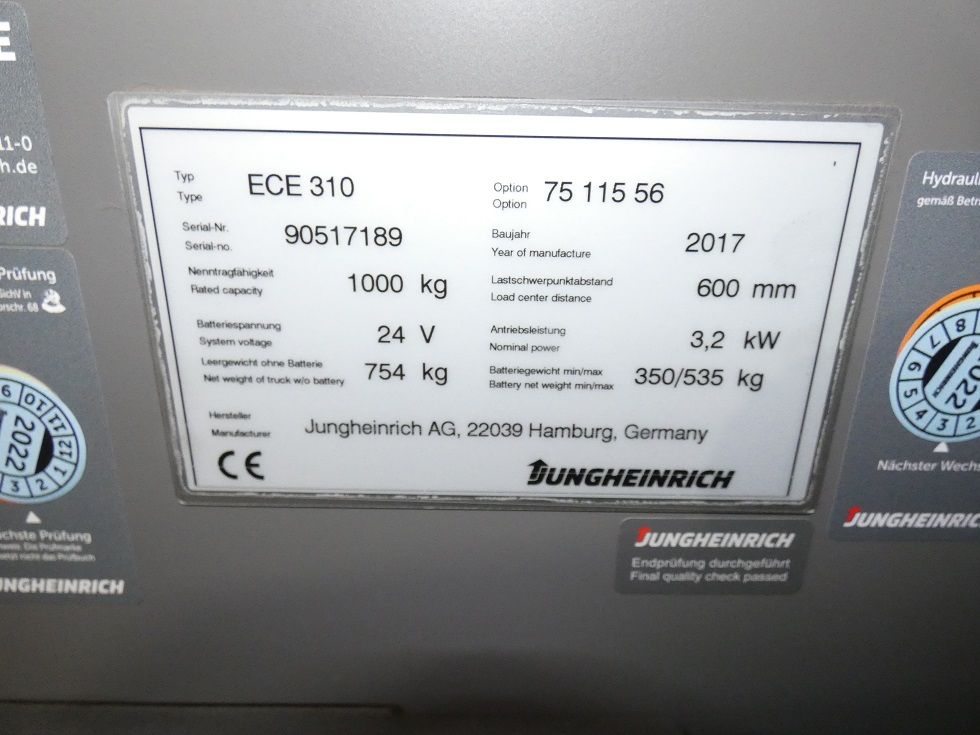 Jungheinrich-ECE 310 -Fahrerstandstapler-www.fischer-gabelstapler.de