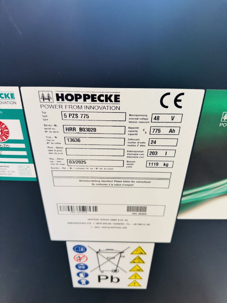 Hoppecke-48V Batterie 775AH Bj.2022-Antriebsbatterie-www.fleischmann-foerdertechnik.de