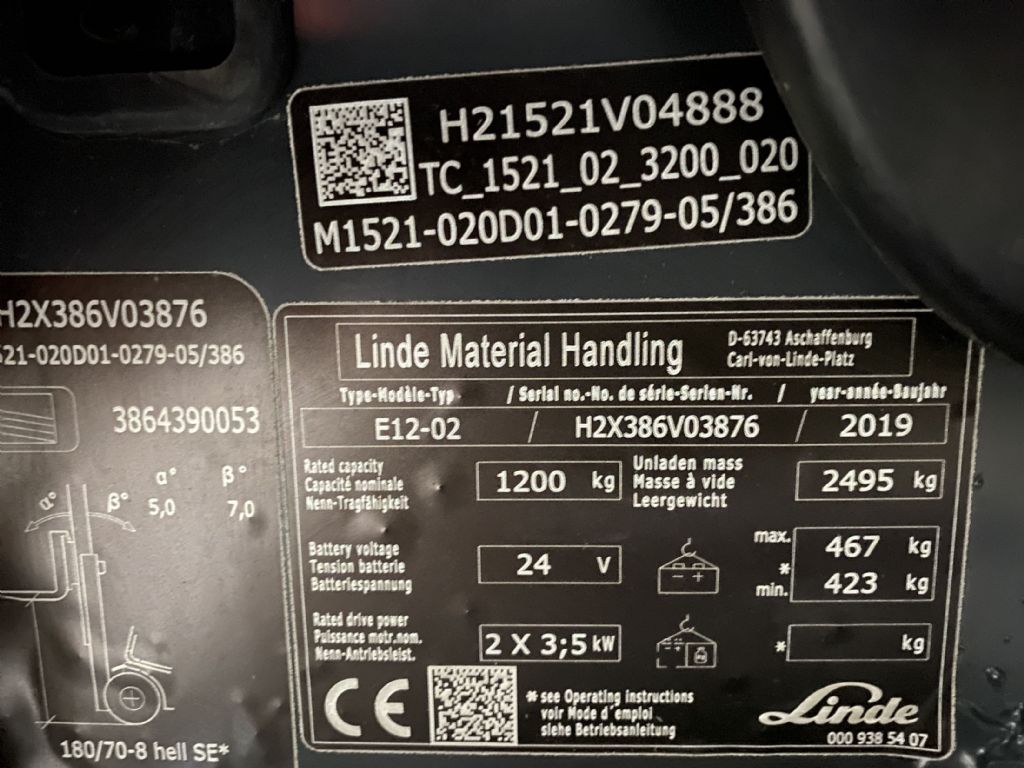 Linde-E 12-02 EVO Duplex Kabine -Elektro 3 Rad-Stapler-www.fleischmann-foerdertechnik.de