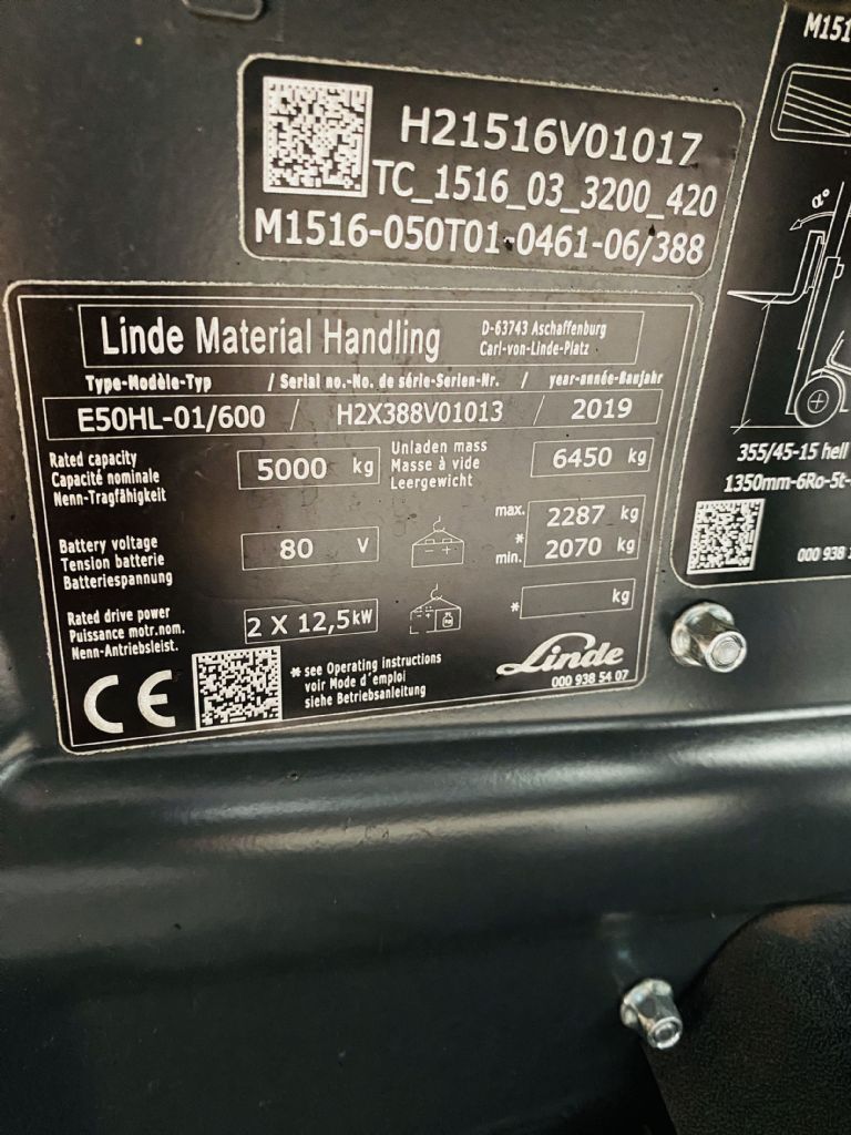 Linde-E 50 HL-01/600 Kabine Triplex -Elektro 4 Rad-Stapler-www.fleischmann-foerdertechnik.de