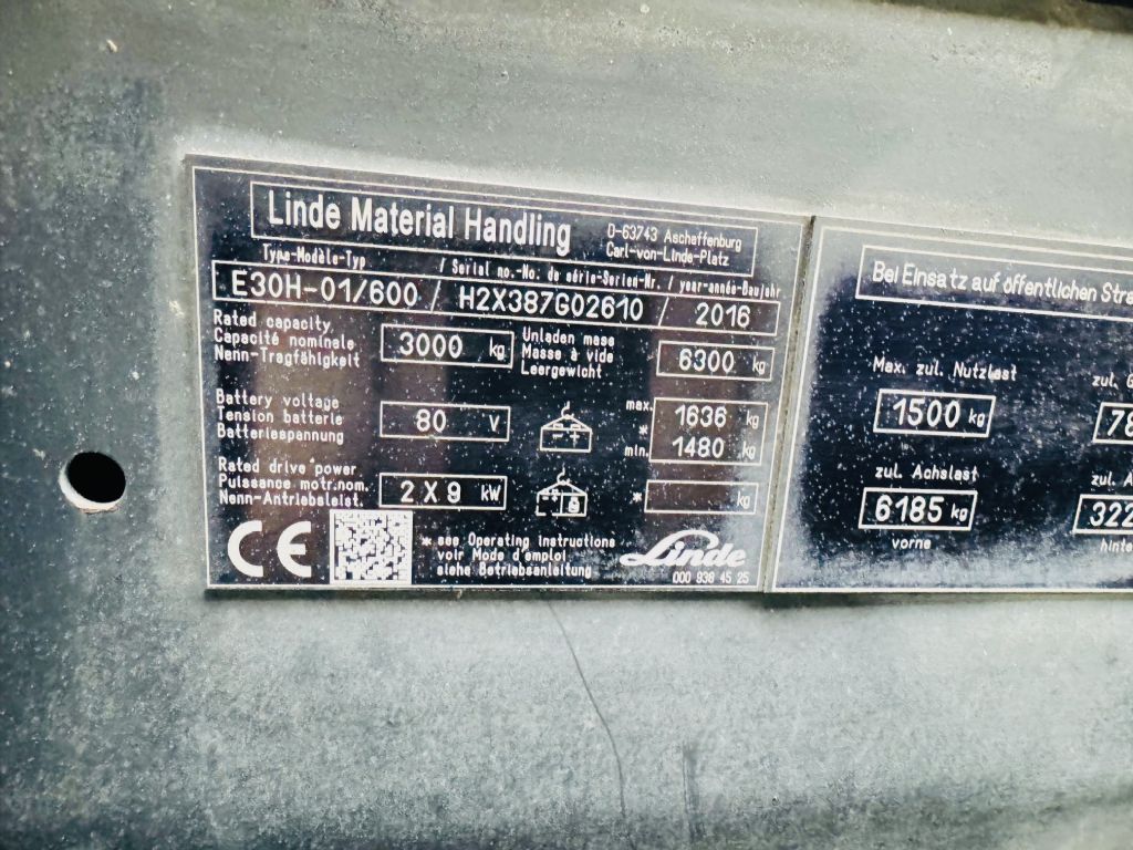 Linde-E 30 H-01/600 Triplex Kabine STVO -Elektro 4 Rad-Stapler-www.fleischmann-foerdertechnik.de