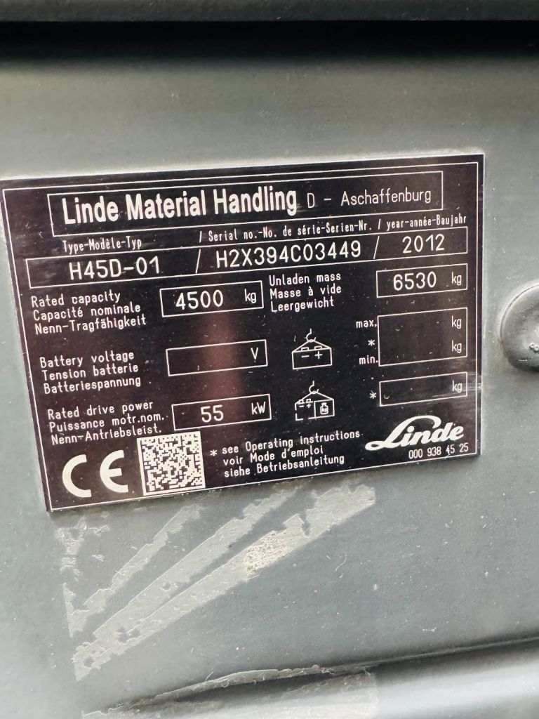 Linde-H 45 D-01 Kabine Triplex ZVG STVO-Dieselstapler-www.fleischmann-foerdertechnik.de