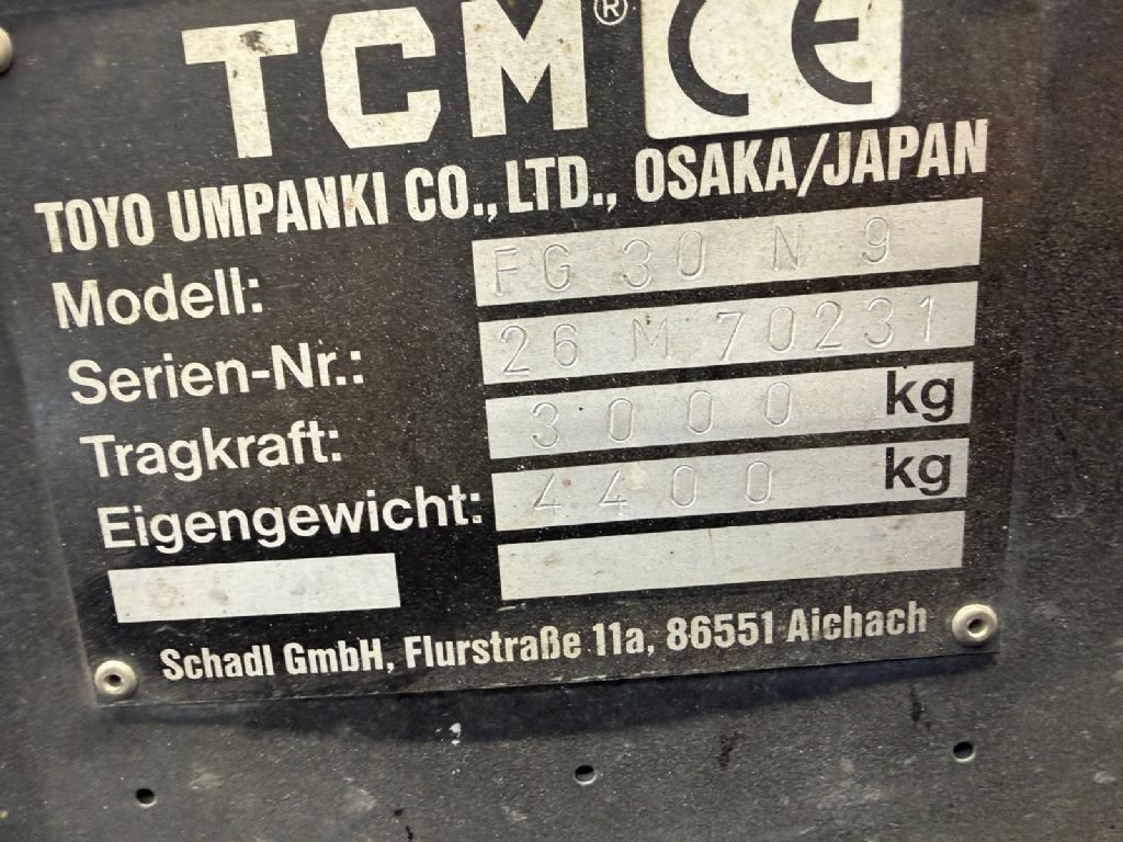 TCM FG30N9 LPG Forklifts www.fm-foerdertechnik.com TCM FG30N9 LPG Forklifts www.fm-foerdertechnik.com