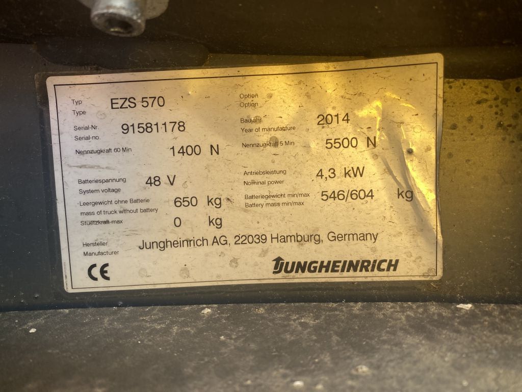 Jungheinrich EZS 570 Baujahr 2014 ohne Akku Schlepper www.gst-logistic.com