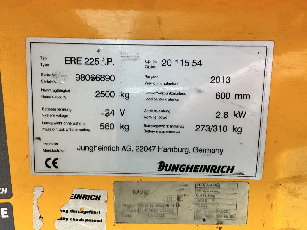 Jungheinrich ERE 225 Baujahr 2013 Stunden 7735 Akku 2019 Niederhubkommissionierer www.gst-logistic.com Jungheinrich ERE 225 Baujahr 2013 Stunden 7735 Akku 2019 Niederhubkommissionierer www.gst-logistic.com