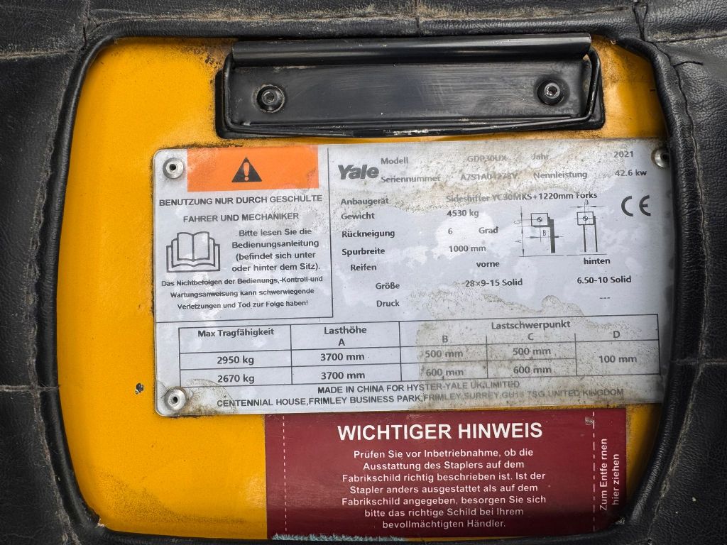 Yale GDP 30 UX Baujahr 2021 /Stunden 487/ Kabine/Duplex Dieselstapler www.gst-logistic.com Yale GDP 30 UX Baujahr 2021 /Stunden 487/ Kabine/Duplex Dieselstapler www.gst-logistic.com
