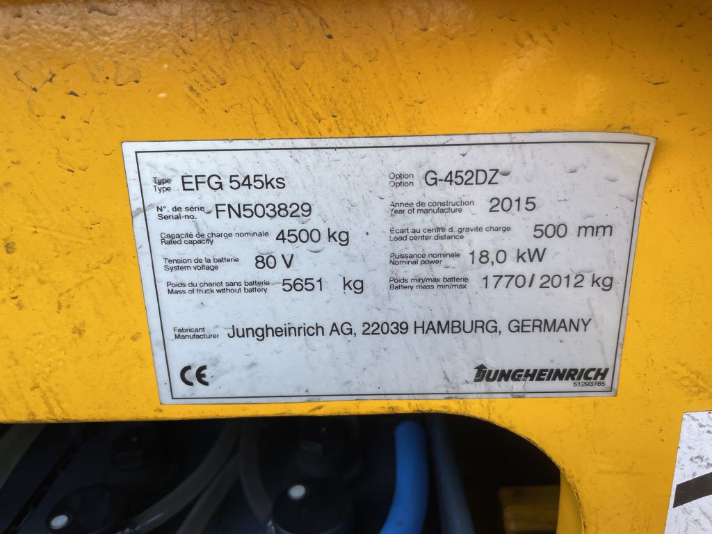 Jungheinrich EFG 545k Baujahr 2015 Triplex 4,52M Akku NEU 2022 Elektro 4 Rad-Stapler www.gst-logistic.com