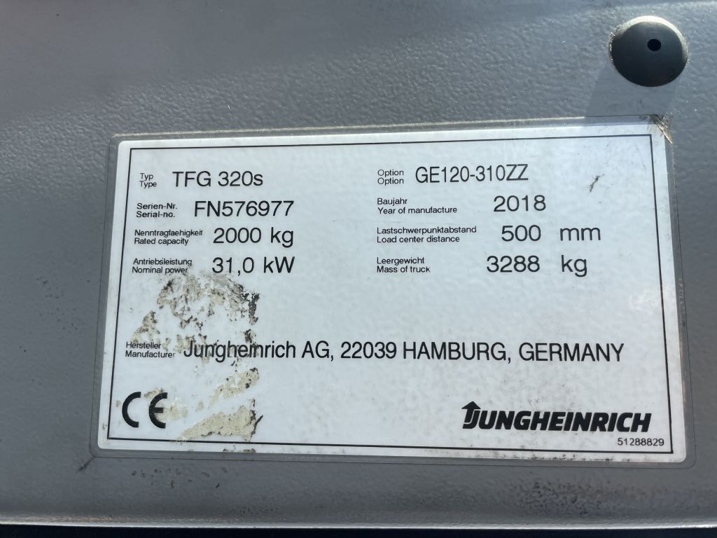 Jungheinrich TFG 320s Baujahr 2018 /Stunden 9558/ HH 3,10M Treibgasstapler www.gst-logistic.com