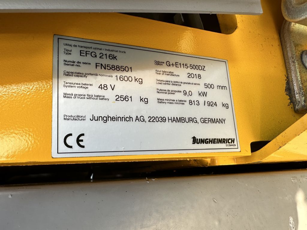 Jungheinrich EFG 216k Baujahr 2018/ Stunden 7089/ TRIPLEX /Kabine/ Heizung Elektro 3 Rad-Stapler www.gst-logistic.com