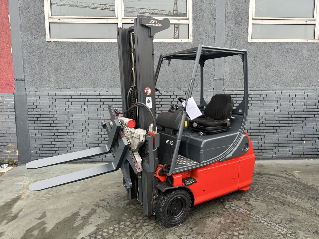 Linde E16-02  Baujahr 2004/ Stunden 13669 Dregert / Triplex Elektro 3 Rad-Stapler www.gst-logistic.com