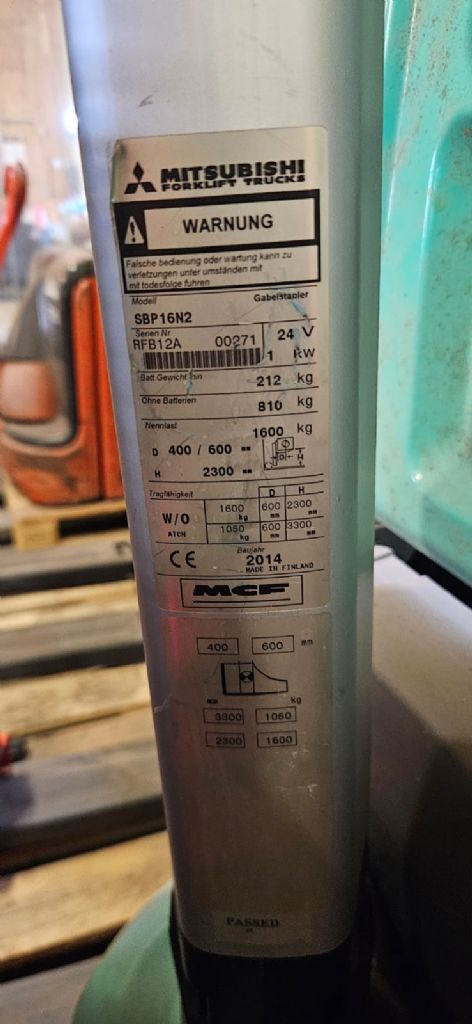 Mitsubishi SBP16N2 High Lift stacker www.kompass-stapler.de
