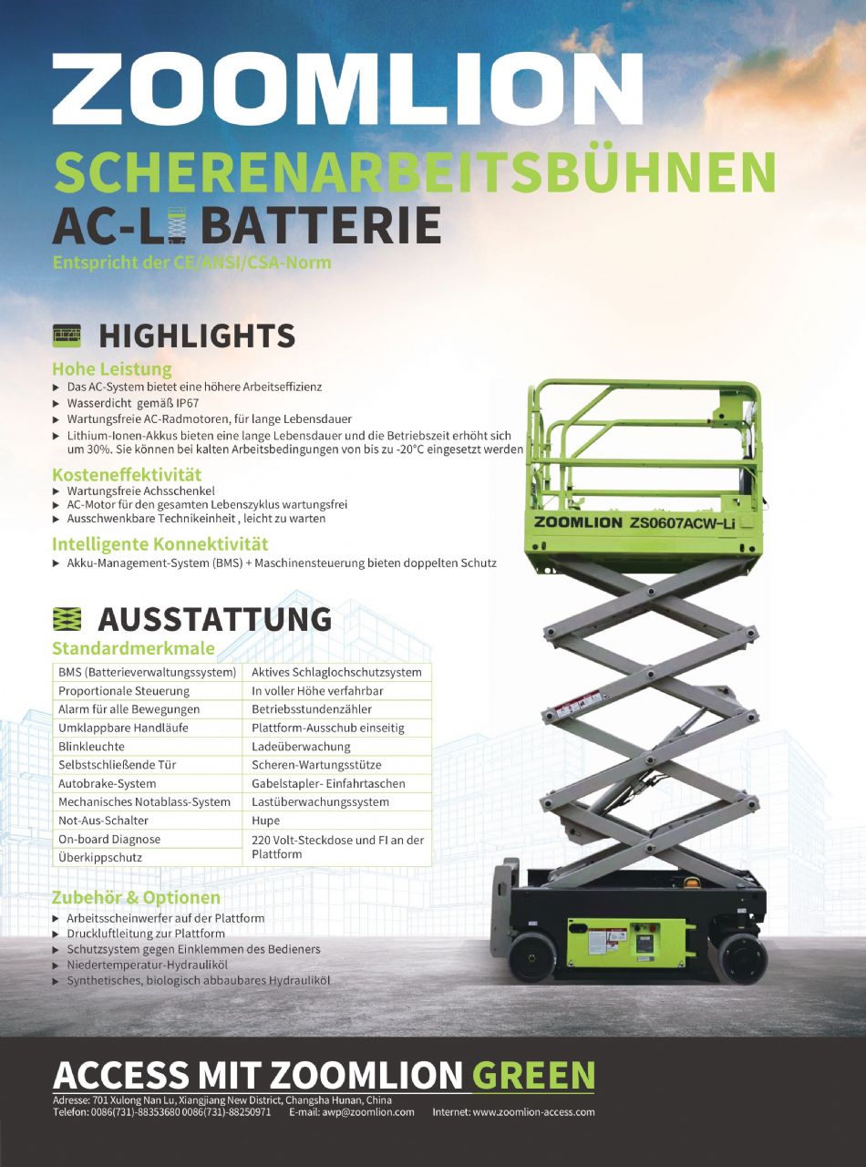 Zoomlion ZS0808AC-Li Scherenarbeitsbhne www.kornetzki-gabelstapler.de