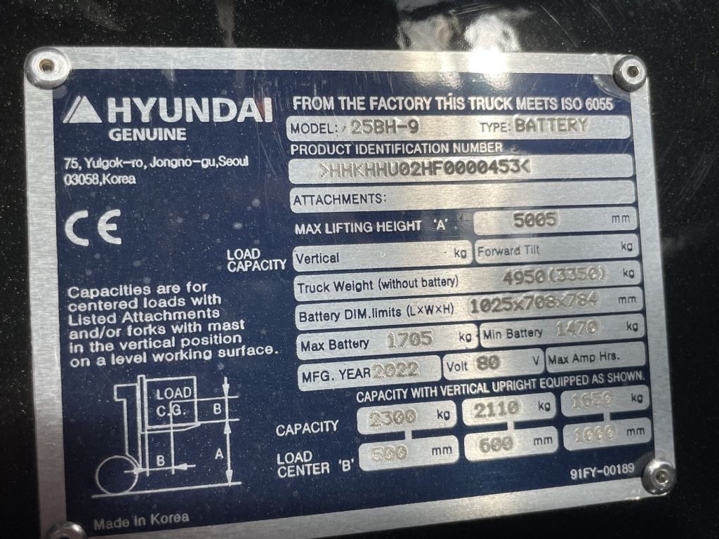 Hyundai 25B-9U Electric 4-wheel forklift www.staplertechnik.at