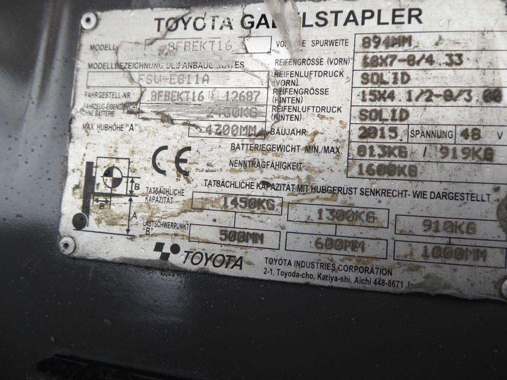 Toyota 8FBEKT16 Elektro 3 Rad-Stapler www.rs-staplertechnik.de