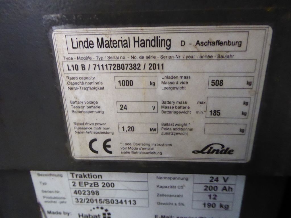 Linde L10B Hochhubwagen www.rs-staplertechnik.de
