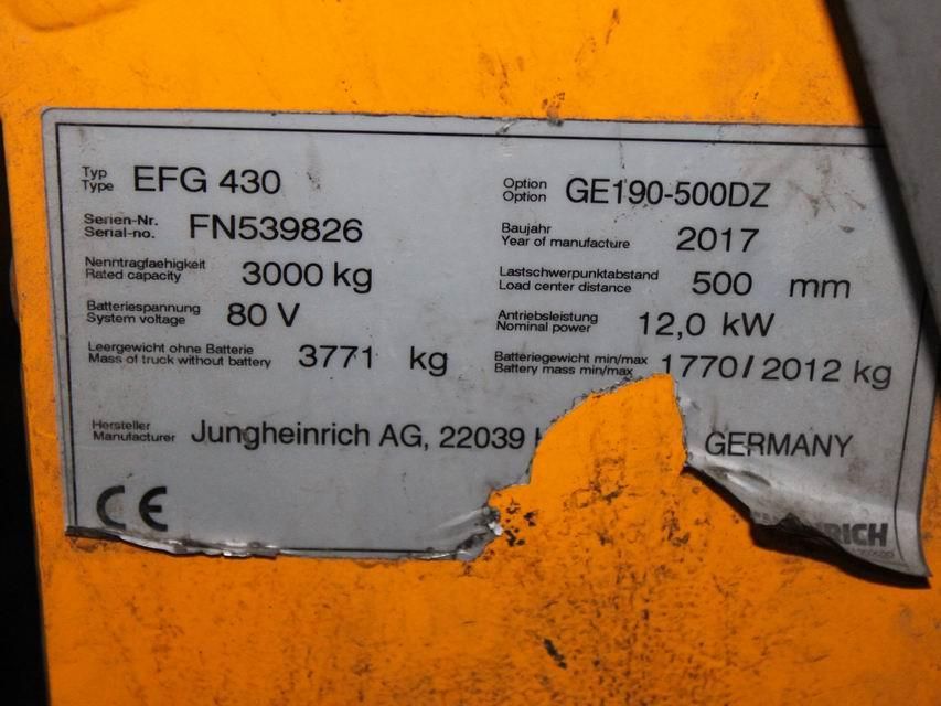 Jungheinrich EFG 430  GE190-500DZ Elektro 4 Rad-Stapler www.richter-gabelstapler.de