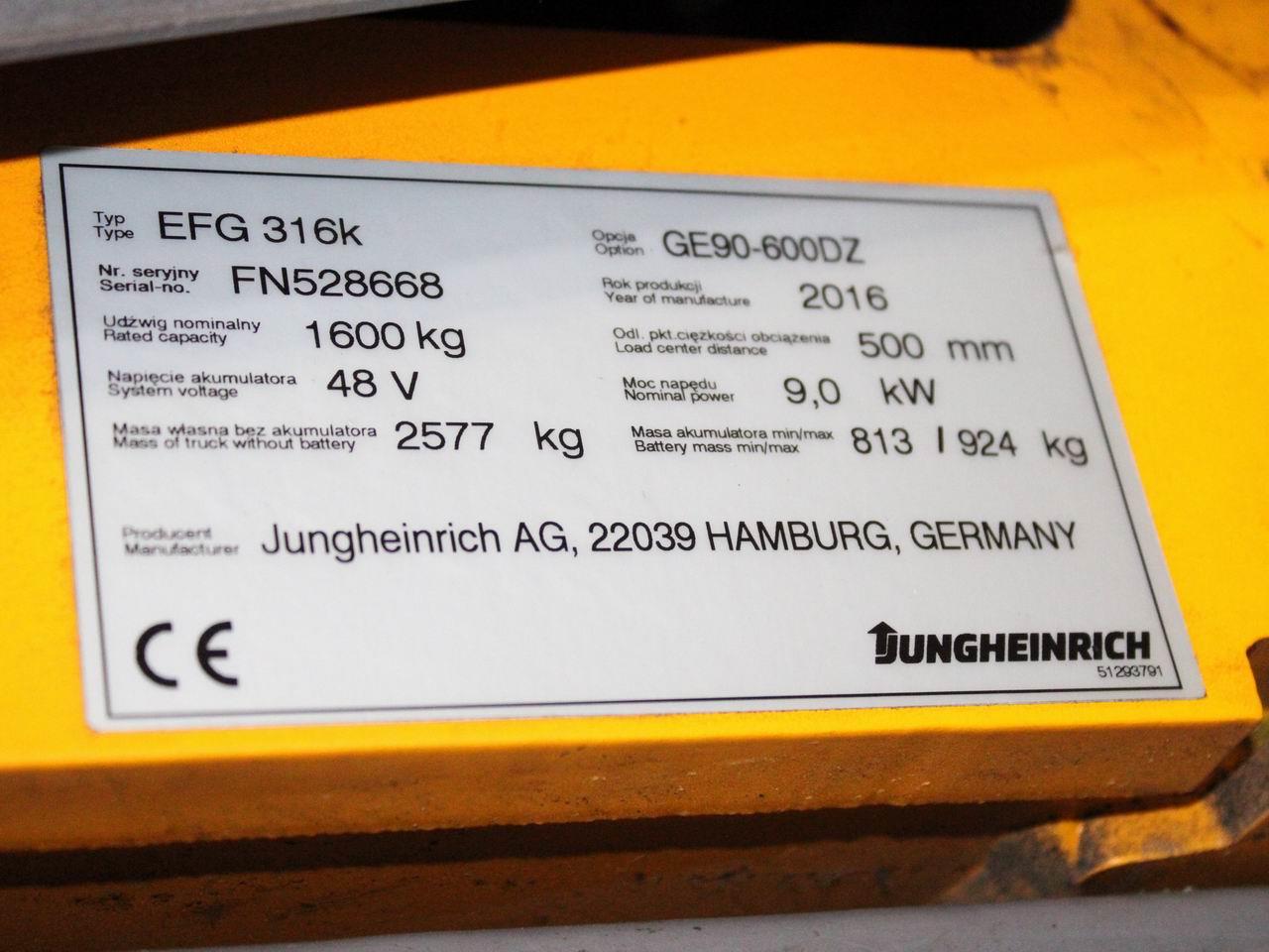 Jungheinrich EFG 316k  GE90-600DZ Elektro 4 Rad-Stapler www.richter-gabelstapler.de