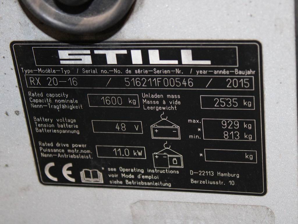Still RX 20-16 6211 Elektro 3 Rad-Stapler www.richter-gabelstapler.de Still RX 20-16 6211 Elektro 3 Rad-Stapler www.richter-gabelstapler.de