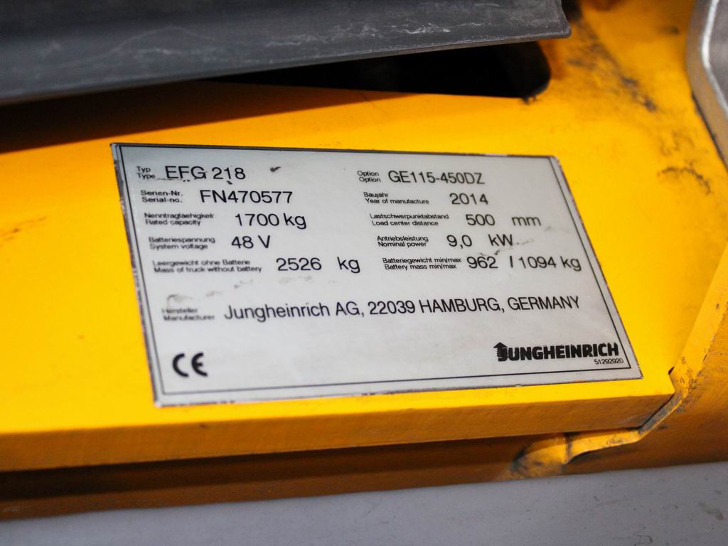 Jungheinrich EFG 218 GE115-450DZ Elektro 3 Rad-Stapler www.richter-gabelstapler.de Jungheinrich EFG 218 GE115-450DZ Elektro 3 Rad-Stapler www.richter-gabelstapler.de