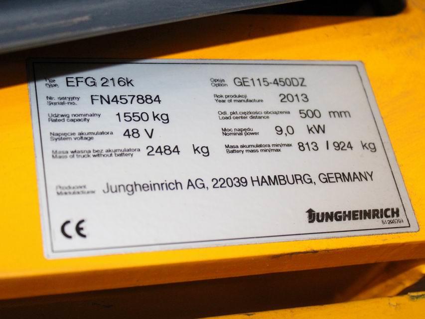 Jungheinrich EFG 216  GE115-450DZ Elektro 3 Rad-Stapler www.richter-gabelstapler.de
