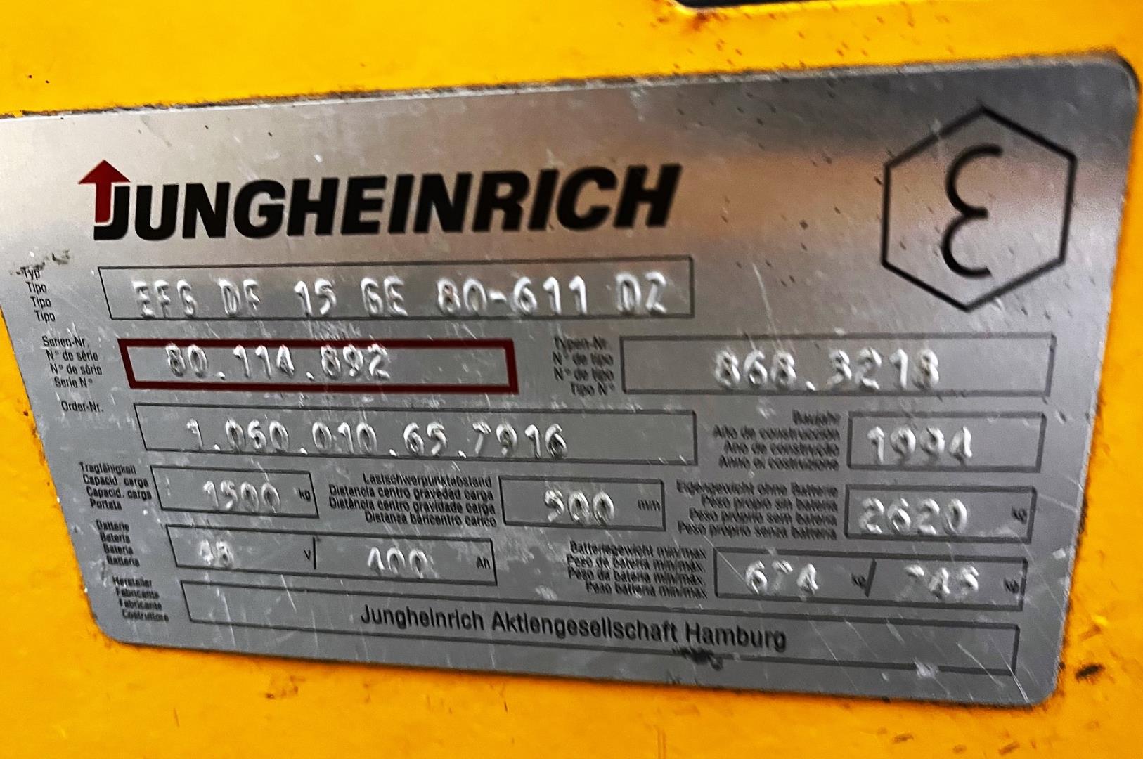 Jungheinrich EFG DF 15 GE Elektro 3 Rad-Stapler www.schmidt-falbe.de
