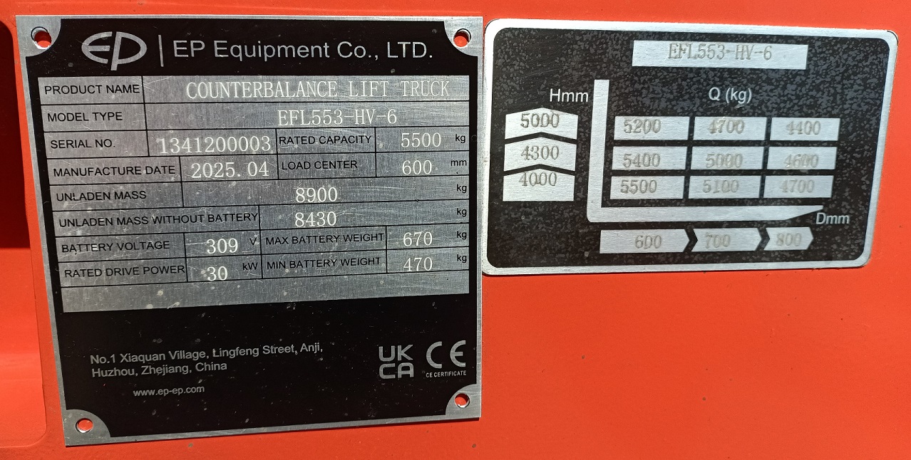 EP EFL553-HV-6 (5,0) Elektro 4 Rad-Stapler www.schmidt-falbe.de EP EFL553-HV-6 (5,0) Elektro 4 Rad-Stapler www.schmidt-falbe.de