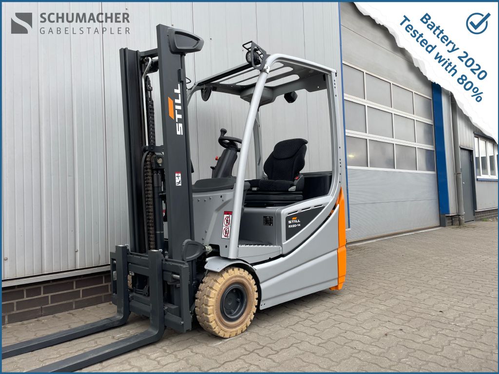 Still RX20-14C | Top Battery 2020 with 80% Elektro 3 Rad-Stapler www.schumacher-gabelstapler.de