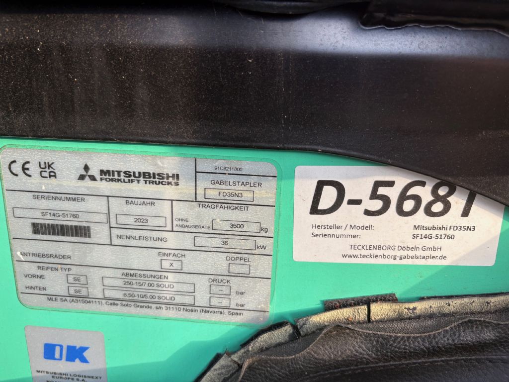 Mitsubishi FD35N3 Vollkabine Dieselstapler tecklenborg-gabelstapler.de