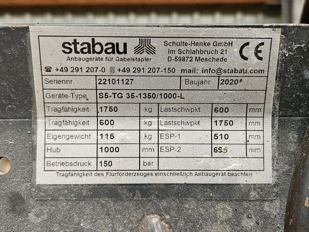 Stabau S5-TG35-135/1000-L Teleskopgabelzinken www.thuenemann-stapler.de