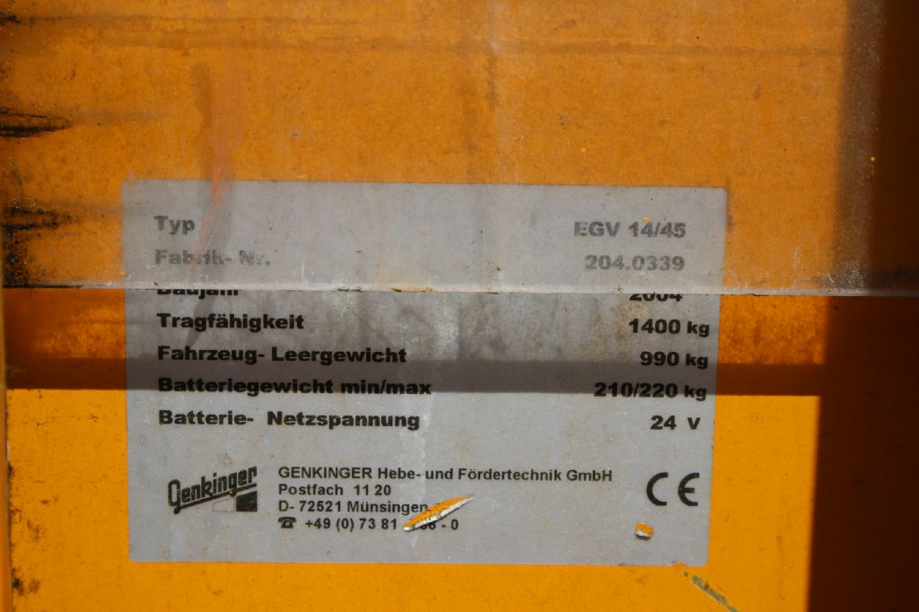 Genkinger EGV 14/45 Hochhubwagen www.thuenemann-stapler.de